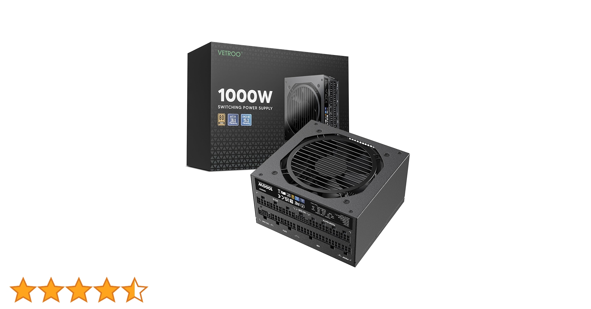Amazon | Vetroo 1000W電源ATX 3.0 ReadyダブルPCIe 5.0, 80